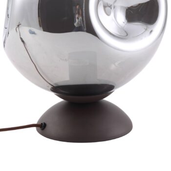 Stolná lampa Lindby Valentina, E27, dymovo sivá, sklo, Ø 25 cm