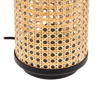 Stolná lampa Lindby Yaelle, výška 30 cm, ratan, čierna, E27