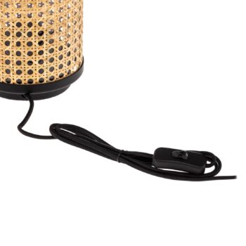 Stolná lampa Lindby Yaelle, výška 30 cm, ratan, čierna, E27