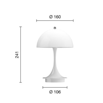 Stolná lampa Louis Poulsen Panthella Portable 160 V3 opálová biela