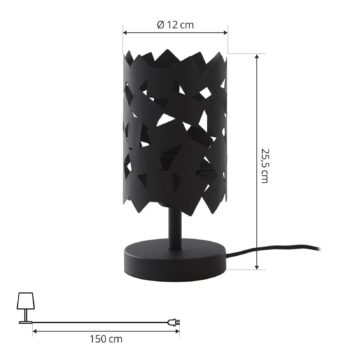 Stolná lampa Lucande Aeloria, čierna, železo, Ø 12 cm, E27