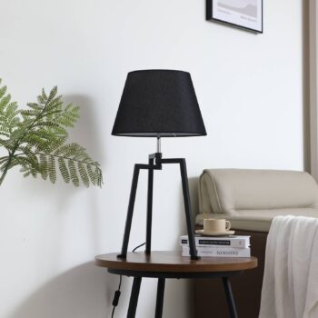 Stolná lampa Lucande Amona, čierna, textil, 69 cm, trojnožka