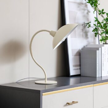 Stolná lampa Lucande Arvadon, béžová farba, kov, výška 42,75 cm