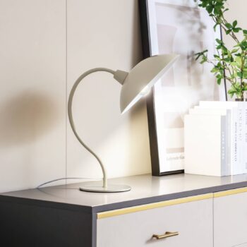 Stolná lampa Lucande Arvadon, béžová farba, kov, výška 42,75 cm