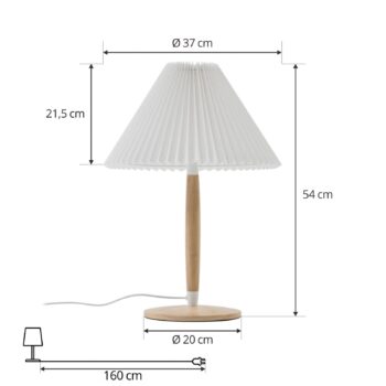 Stolná lampa Lucande Ellorin, biela, drevo, Ø 37 cm, E27