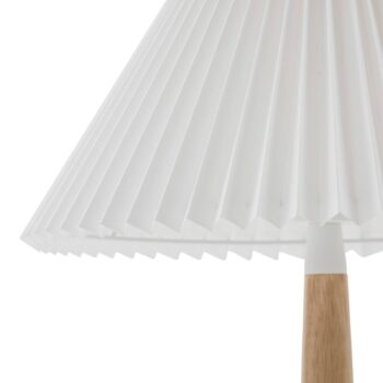 Stolná lampa Lucande Ellorin, biela, drevo, Ø 37 cm, E27
