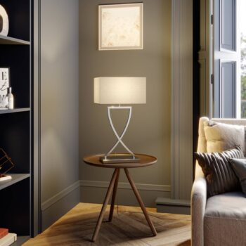 Stolná lampa Lucande Evaine, chróm/biela, kov, 66 cm, E27