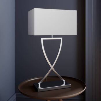 Stolná lampa Lucande Evaine, chróm/biela, kov, 66 cm, E27