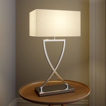 Stolná lampa Lucande Evaine, chróm/biela, kov, 66 cm, E27