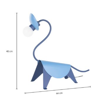 Stolná lampa Lucande Idalina, Dino, modrá, oceľ, 44 cm