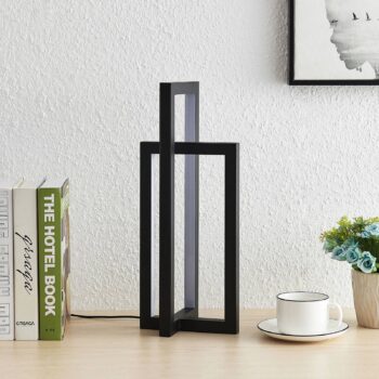 Stolná lampa Lucande LED Hylda, výška 42 cm, čierna, hliník