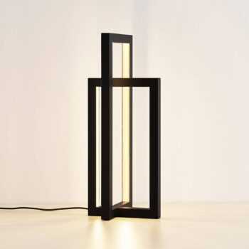Stolná lampa Lucande LED Hylda, výška 42 cm, čierna, hliník
