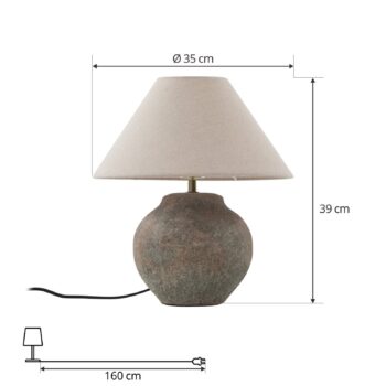 Stolná lampa Lucande Thalorin, výška 39 cm, hnedá, keramika