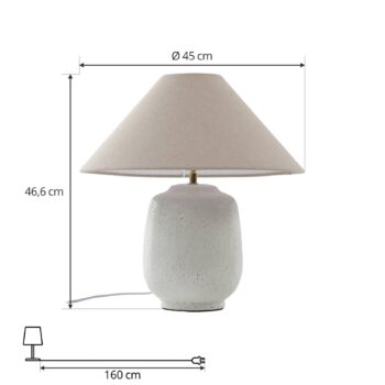 Stolná lampa Lucande Thalorin, výška 47 cm, biela, keramika