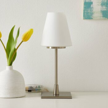 Stolná lampa Lucy Big s dotykovou funkciou, biela