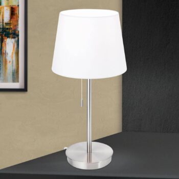 Stolná lampa Ludwig s USB portom biela/nikel matná