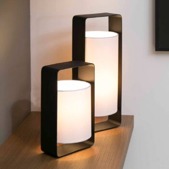 Stolná lampa Lula v čierno-bielej, 27 cm