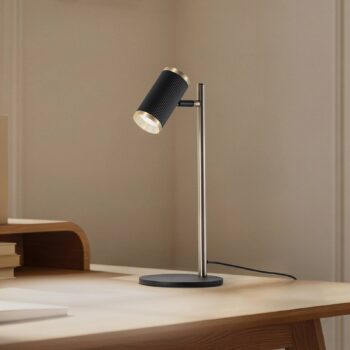 Stolná lampa Lume, čierna/zlatá antika, výška 42 cm, kov