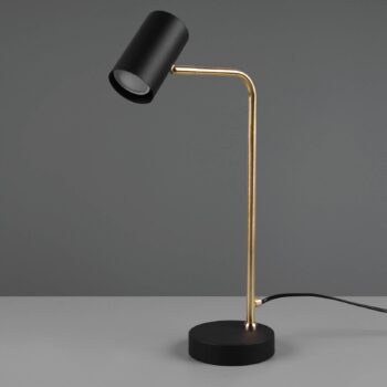 Stolná lampa Marley, čierna/mosadz, výška 45 cm, kov