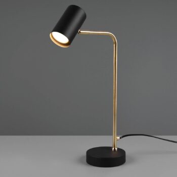 Stolná lampa Marley, čierna/mosadz, výška 45 cm, kov