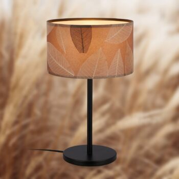 Stolná lampa Mata, hnedá, textil, výška 42 cm