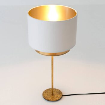 Stolná lampa Mattia, Perla hodváb biely/zlatý