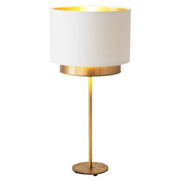 Stolná lampa Mattia, Perla hodváb biely/zlatý