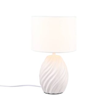 Stolná lampa Melva, matná biela, Ø 18 cm, keramika, E14