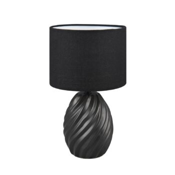 Stolná lampa Melva, matná čierna, Ø 18 cm, keramika, E14