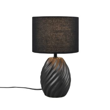 Stolná lampa Melva, matná čierna, Ø 18 cm, keramika, E14