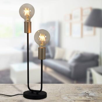 Stolná lampa Modo, dvoj-plameňová, čierna