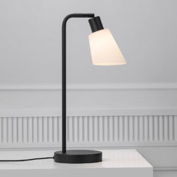 Stolná lampa Molli, výška 46 cm, čierna, sklo, kov