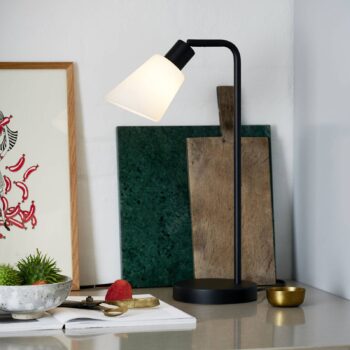 Stolná lampa Molli, výška 46 cm, čierna, sklo, kov