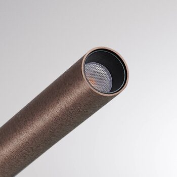 Stolná lampa Molto Luce LED Meyjo T, čierna/kávovo hnedá, hliník