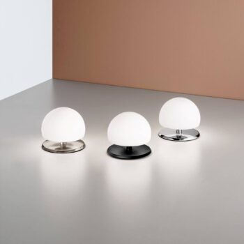 Stolná lampa Morgana, nikel / biela, dotykový stmievač, 3 000 K