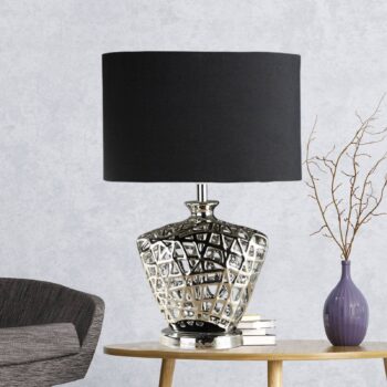 Stolná lampa Network, čierne textilné tienidlo