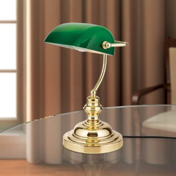Stolná lampa Onella v bankárskom štýle zelená