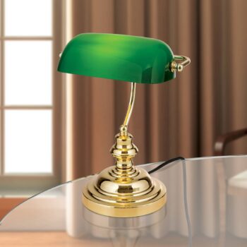 Stolná lampa Onella v bankárskom štýle zelená