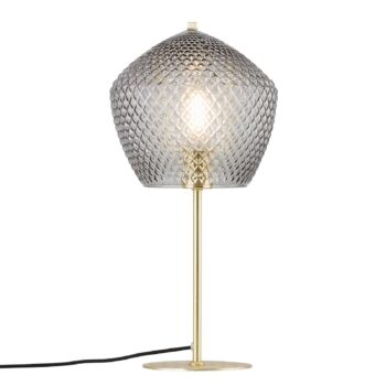 Stolná lampa Orbiform, sklo dymová sivá priehľadná