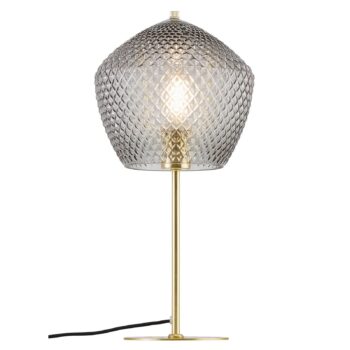 Stolná lampa Orbiform, sklo dymová sivá priehľadná
