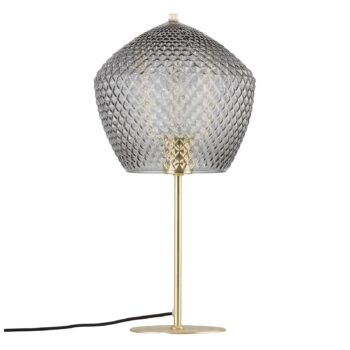 Stolná lampa Orbiform, sklo dymová sivá priehľadná