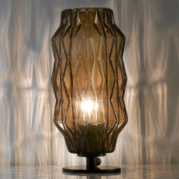 Stolná lampa Origami, sivo-hnedá