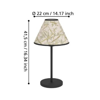 Stolná lampa Oxpark, výška 41,5 cm, zelená/biela/čierna