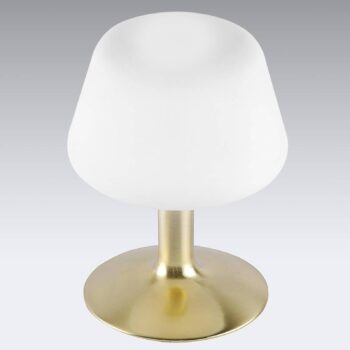 Stolná lampa Paul Neuhaus Till, mosadzná farba, sklo, stmievateľná