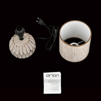 Stolná lampa Pinia, hnedá, výška 27,5 cm, keramika/látka