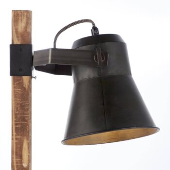 Stolná lampa Plow, čierna/drevo tmavé