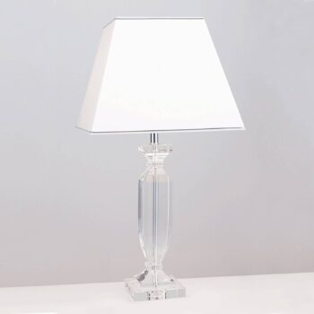 Stolná lampa Pohár s krištáľmi chróm/biela