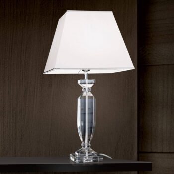 Stolná lampa Pohár s krištáľmi chróm/biela