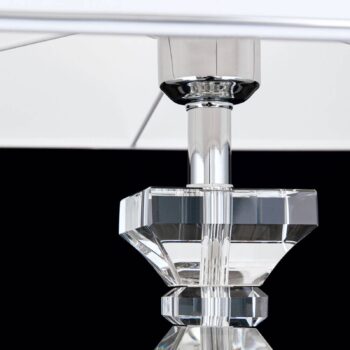 Stolná lampa Pohár s krištáľmi chróm/biela