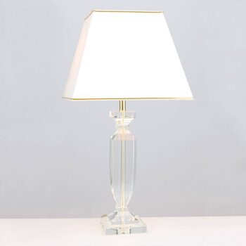 Stolná lampa Pohár s krištáľmi, zlatá/krémová